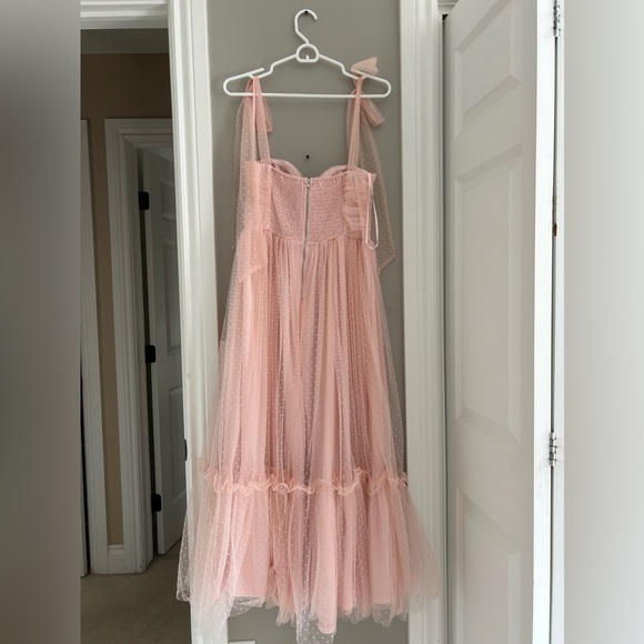 Mable Pink Tulle Polka Dot Tie-Strap Midi Dress, Size: Medium, NWOT - Picture 8 of 10